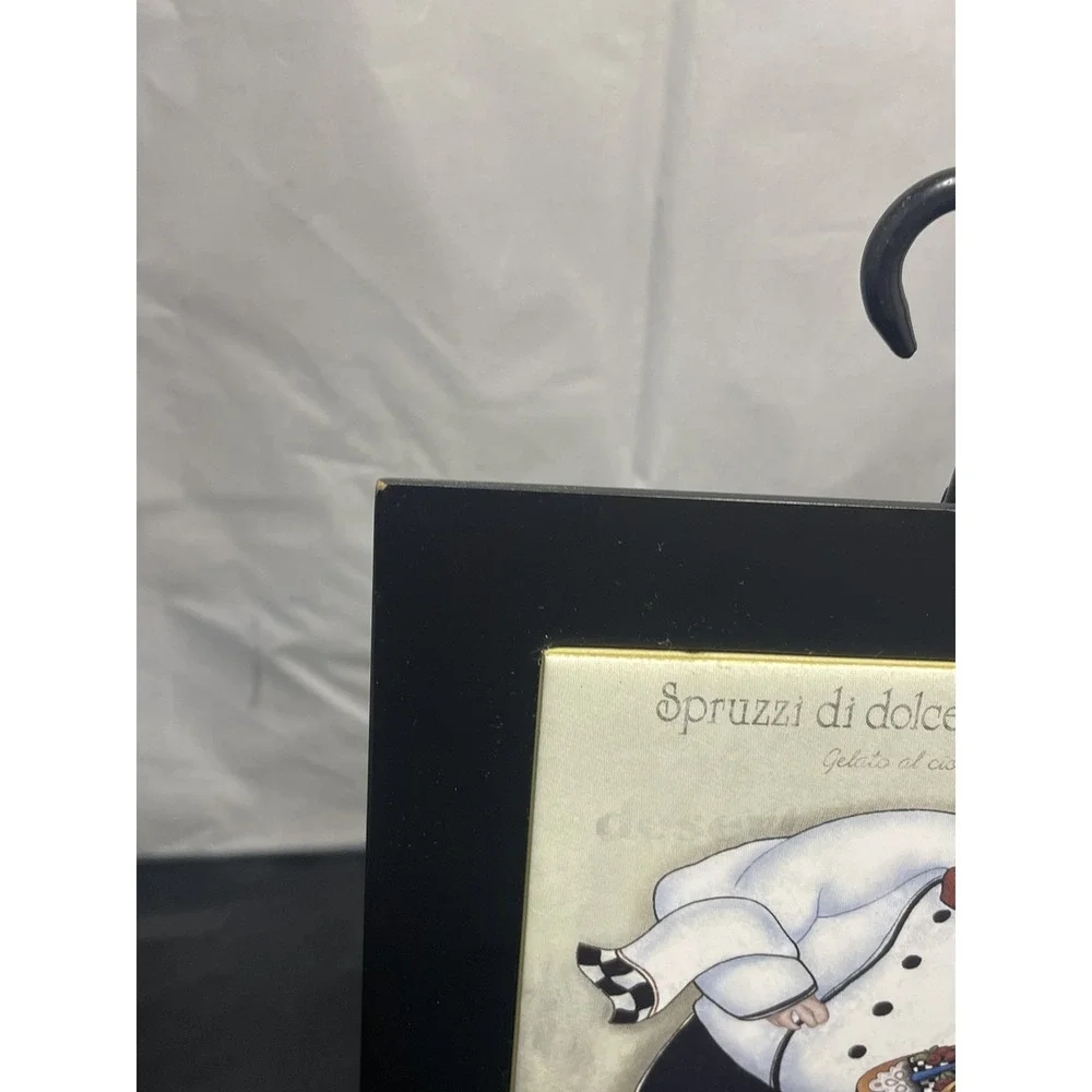 4PC.Set Ceramic‎ Tile Cook Chief Desing With Wood Frame Kitchen Decor